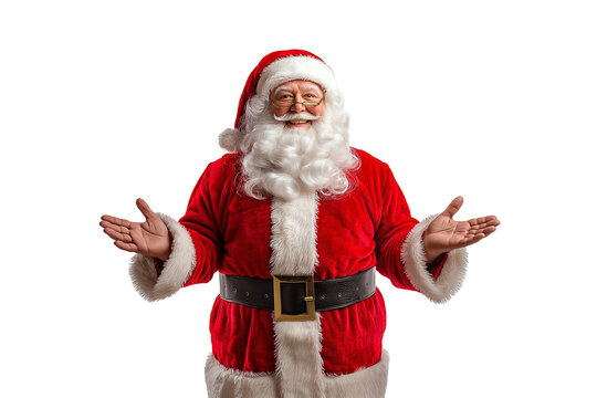 Santa Claus with Open Arms Isolated on Transparent Background