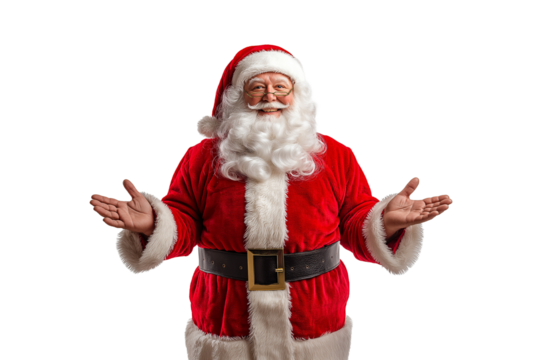 Santa Claus with Open Arms Isolated on Transparent Background