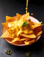 Crispy nachos with melted cheese and delicious toppings