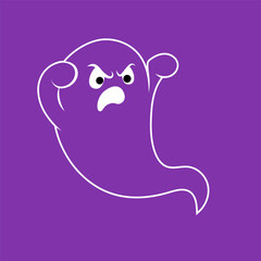 Hand drawn illustration of funny ghost. Cute isolated illustration of ghost for Halloween design