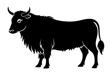 Beautiful wild animal yak silhouette black icon vector art illustration