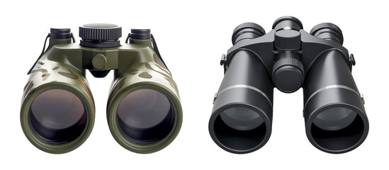 Set of tactical and military binoculars with large lenses