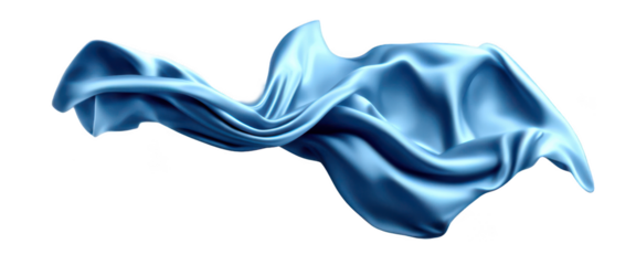 Blue fabric flowing in the air isolate on transparent background, cutout, png