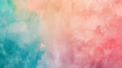 Fototapeta premium A harmonious blend of bright teal, soft pink, and warm peach hues blended together into a dreamy abstract painting.