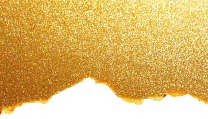 Gold glitter texture with torn edge isolate on transparent background, cutout, png
