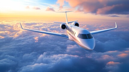 Luxurious private jet flying high in a pristine sky capturing the essence of freedom and travel