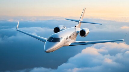 Luxurious private jet flying high in a pristine sky capturing the essence of freedom and travel