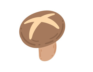 Shiitake mushroom. Suitable for Asian cuisine, healthy eating content, and culinary designs. Vector illustration isolated on white background