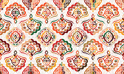 Fototapeta premium Abstract Ikat seamless pattern, perfect for ethnic-themed backgrounds, curtains, carpets, wallpapers, clothing, and decorations. Ideal for wrapping paper, batik,greeting cards, printing,creative uses.