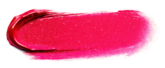 Close up of vibrant pink lipstick smear isolate on transparent background, cutout, png