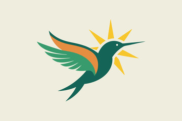 Fototapeta premium The hummingbird and sun logo is abbreviated