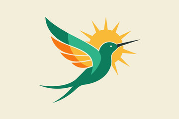 The hummingbird and sun logo is abbreviated
