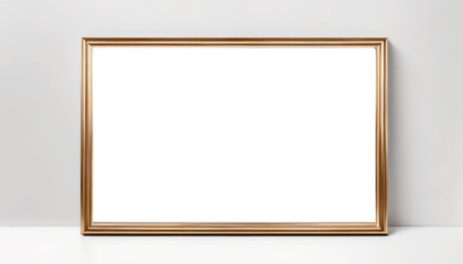 Black gold framed, white wall, mockup concept, cutout, png, minimal