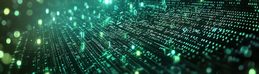 Digital green matrix wall background 