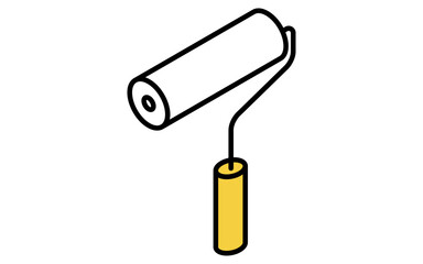 Isometric simple line drawing tool icon, paint roller