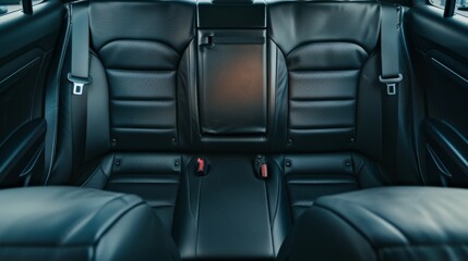 Luxurious black leather rear car seats with a modern design and adjustable features, offering ultimate comfort and style.