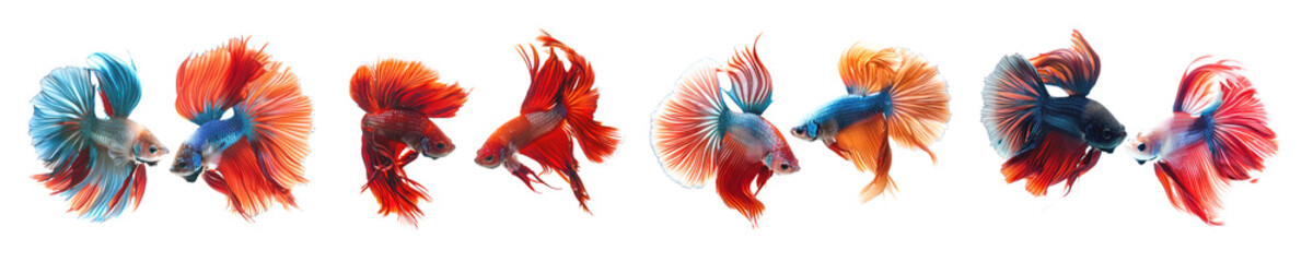Fototapeta premium Colorful betta fish png cut out element set