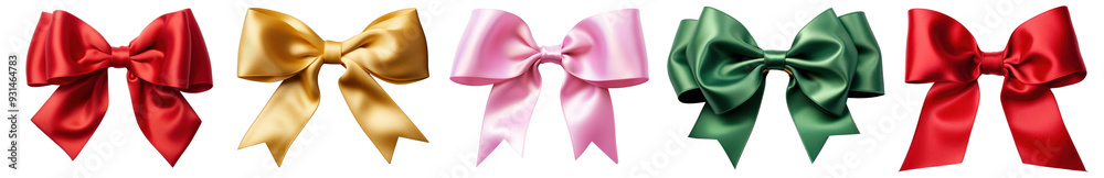 Wall mural Satin ribbon bow png cut out element set