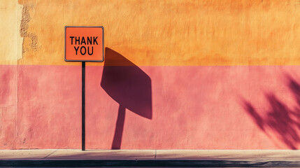 Thank you sign on a colorful wall background