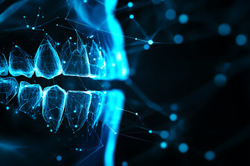 Abstract digital background featuring a dental implant, symbolizing modern dentistry and oral health