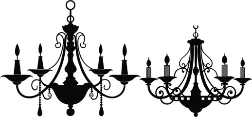 chandelier silhouette vector illustration 