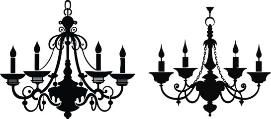 chandelier silhouette vector illustration 