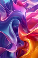 Obraz premium Silky fabric waves in shiny, abstract satin texture with a luxurious blend of purple and pink hues.