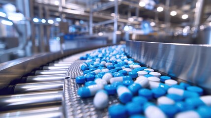 Obraz premium The pharmaceutical production line