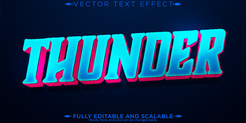 Naklejka premium Thunder editable text effect, editable bolt and lightning text style