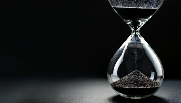 Hourglass on black background