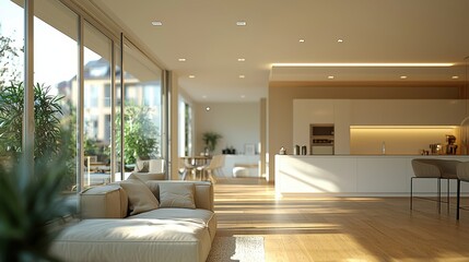 Fototapeta premium Dreamlike, defocused shot of an open-plan space
