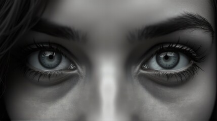 Fototapeta premium Closeup shot of woman eye black and white. Generative AI
