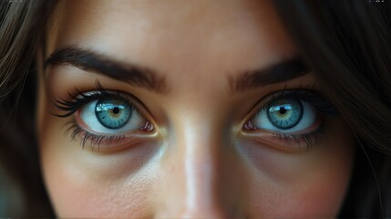 Fototapeta premium Closeup shot of woman eye with day makeup. Generative AI
