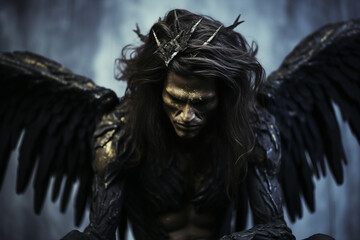 Mythology creepy ugly demon created with generative AI illustration