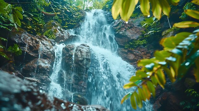Diamound Water Falls Soufriere Saint Lucia Volcanic Water Fall : Generative AI