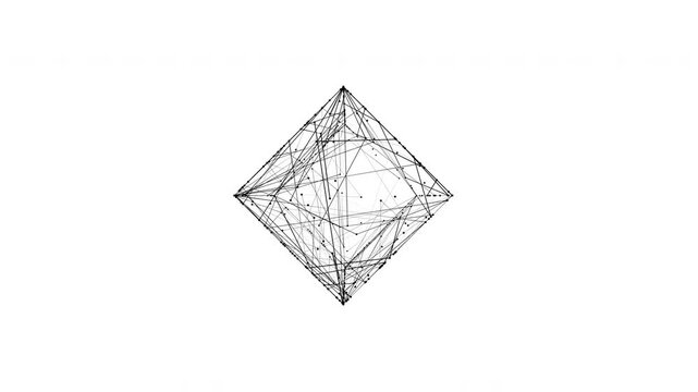 3D render of geometric loop animation of rotating cube on white background, 4K animated background