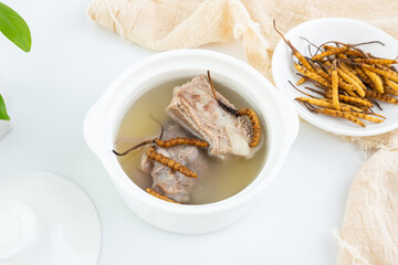 A bowl of Cordyceps Pork Ribs Soup