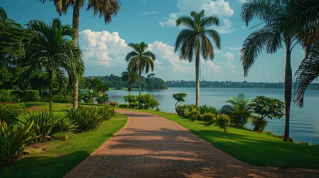 Landscape of Entebbe Botanical Gardens Uganda : Generative AI