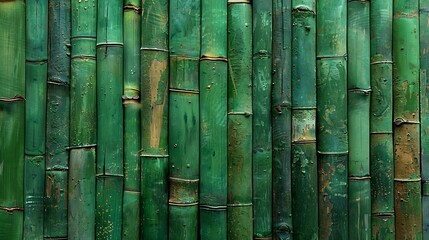 Processed collage of green bamboo fence surface texture Background for banner backdrop or texture...