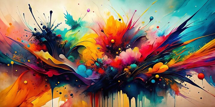 * In bold strokes, the abstract ink symphony bursts forth, combining free-form shapes, experimental textures, and layered colors to create a unique visual tapestry.