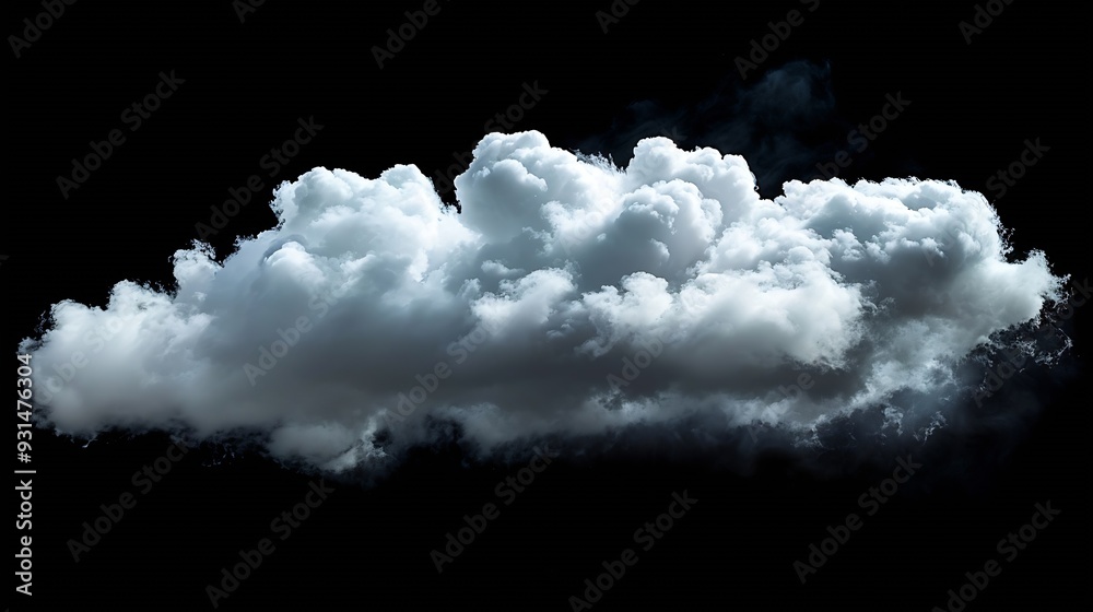 Aufkleber single cloud in air isolated on black background fog white clouds or haze for designs isolated on bl