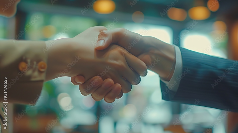 Poster Meeting shaking hands and business people with deal welcome or onboarding for collaboration Partnership teamwork and shaking hands for agreement consulting or introduction with trust i : Generative AI