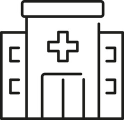 Fototapeta premium Hospital icon. Hospital building. Linear style.