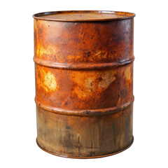 Fototapeta premium A rusty drum with a hole in it on transparent background