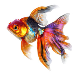 Fototapeta premium Vivid Betta Fish Isolated on Transparent Background, Ideal for Aquarium Themes and Pet Care Graphics