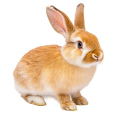 Fototapeta premium Bright Orange Rabbit Isolated on Transparent Background, Charming Pet for Home and Educational Use