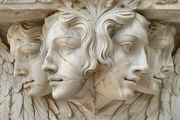 3D relief woman and flowers background wallpaper generative ai