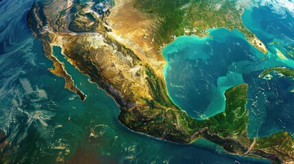 Satellite View of Mexico and Gulf of Mexico