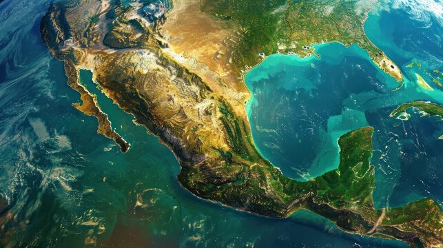 Satellite View of Mexico and Gulf of Mexico