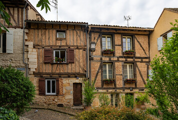 Häuser in der Altstadt von Bergerac in Nouvelle-Aquitaine in Frankreich 